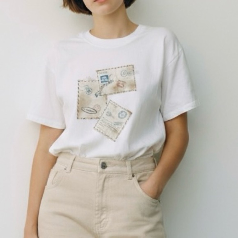 Talbots T Shirt Top Womens L Large Petite White Short Sleeve Crew Neck Pullover